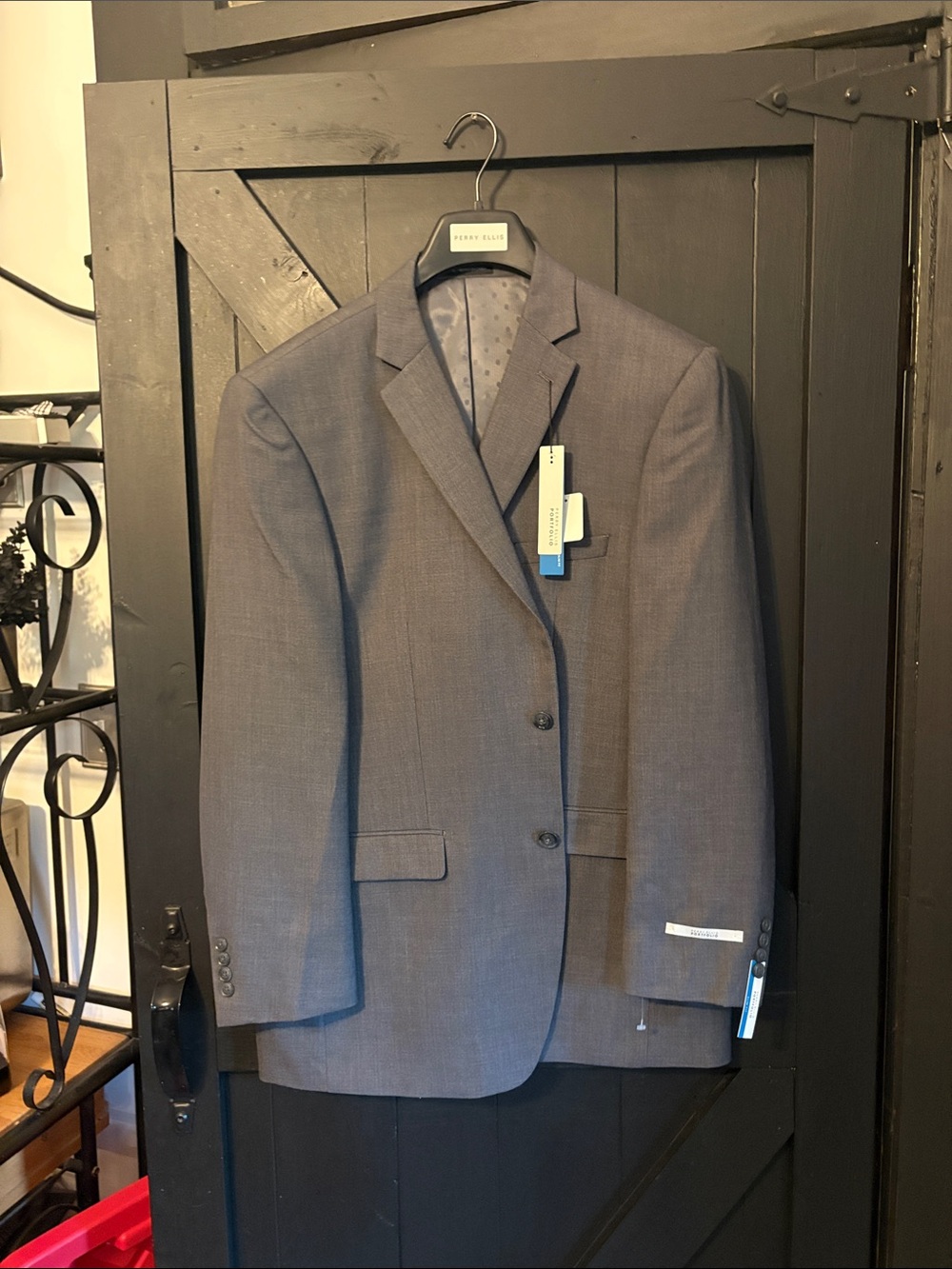 Perry Ellis Men's Gray-Blue Two-Button Suit Jacket